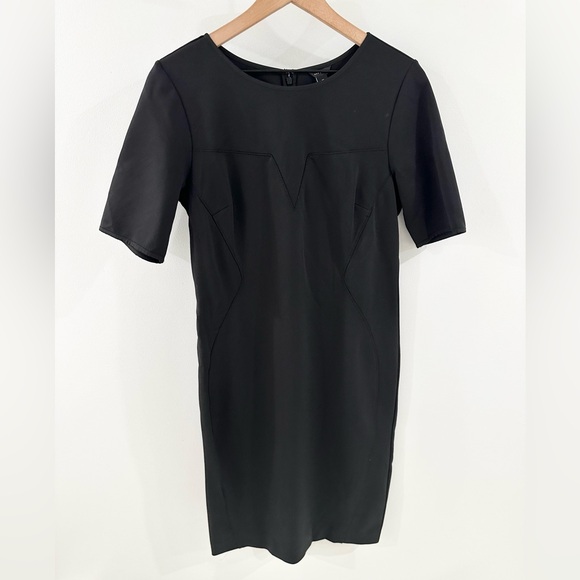 Ann Taylor Short Sleeve Seam Front Sheath Dress Black Size 10 - Picture 4 of 6